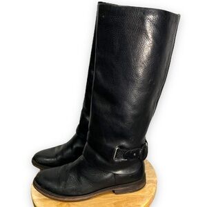 Frye Rare Leather Spats Cuff Boots, Black, Size 6.5B